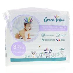 GREEN TRIBU Couches écologiques taille 3 - 4 à 9kg x26