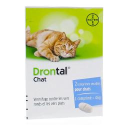 DRONTAL chat Vermifuge contre les vers ronds et les vers plats 2 comprimés