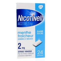 NICOTINELL menthe fraicheur 2 mg sans sucre 24 gommes
