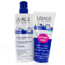 URIAGE 1ers Soins bébé - 1ère Huile lavante apaisante 500ml + 1er Baume oléo-apaisant anti-grattage 200ml OFFERT