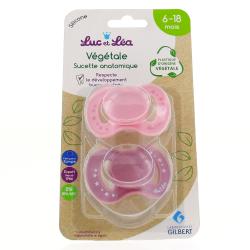 LUC ET LEA Sucette anatomique Végétale 6 - 18mois lot de 2 rose