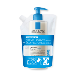 LA ROCHE-POSAY Lipikar Syndet AP+ Crème lavante relipidante flacon pompe 400ml + eco recharge 400ml