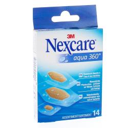 NEXCARE Aqua 360° Pansement étanche à l'eau et aux bactéries 14 pansements assoritment