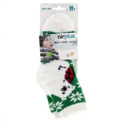 AIRPLUS Aloe Cabin Socks Chaussettes Femme/Enfant X1 paire verte motif ourson blanc