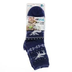 AIRPLUS Aloe Cabin Socks Chaussettes Homme X1 Paire bleue motif caribou blanc