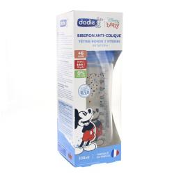 DODIE Biberon Initiation+ anti-colique avec tétine ronde 3 vitesses 330ml mickey