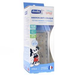 DODIE Biberon Initiation+ anti-colique avec tétine ronde 3 vitesses 270ml mickey