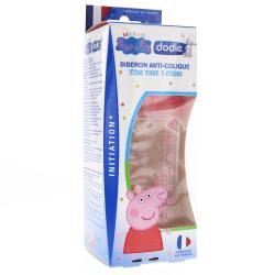 DODIE Biberon Initiation+ anti-colique avec tétine ronde 3 vitesses 270ml peppa pig rose