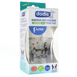 DODIE Biberon Sensation+ en verre anti-colique tétine plate 150ml paris