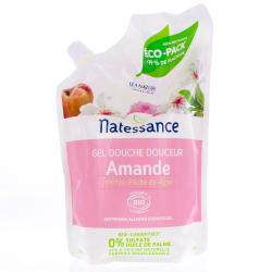 NATESSANCE Gel douche amande parfum pêche de vigne bio eco recharge 650ml